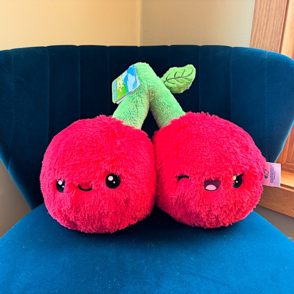 🍒 Squishable Snackers Cherries Plush Fruit - Mini Size 14” (NWT)
